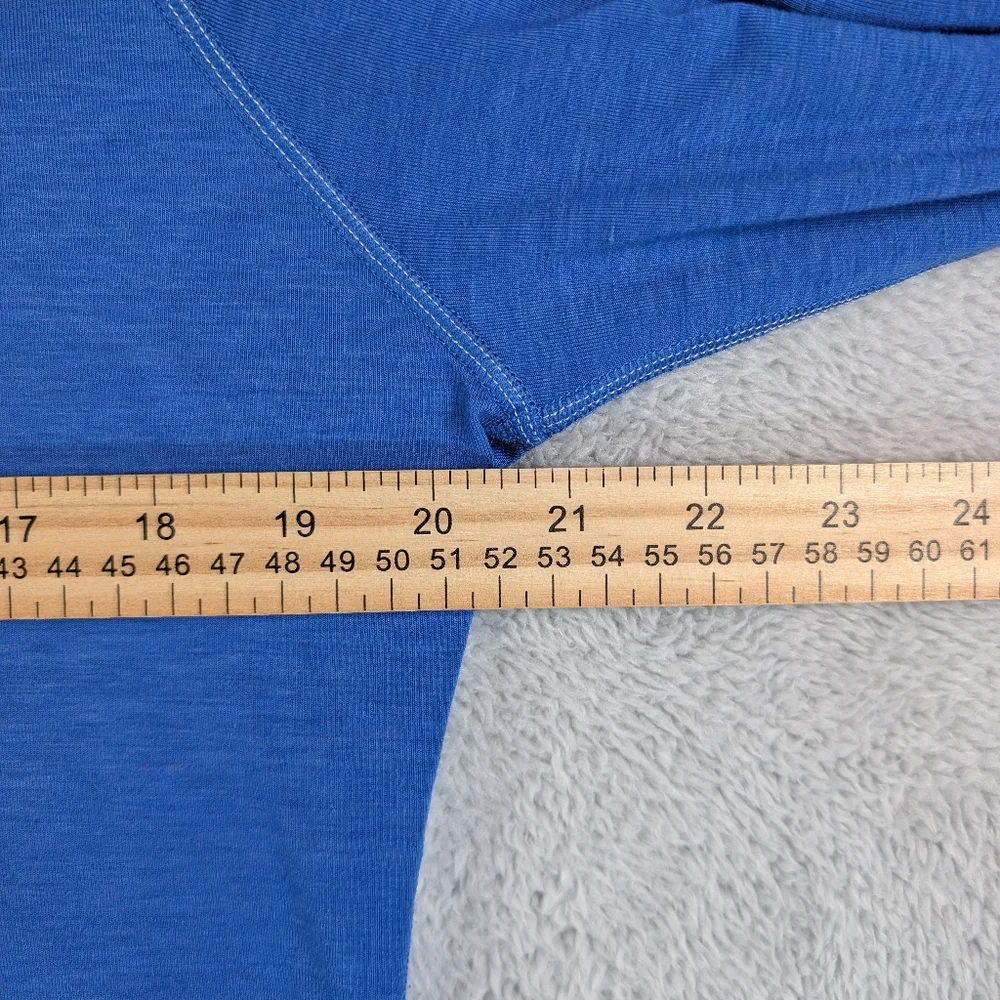 Paradox Merino Wool Shirt Womens XL Blue 1/4 Zip Base Layer Thumbholes Running - Picture 6 of 8